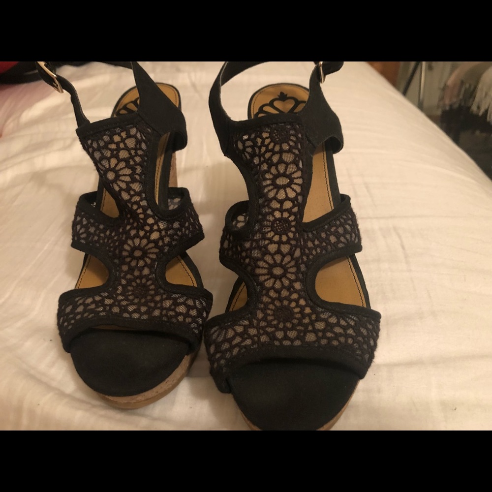Black FERGALICOUS wedges size 8